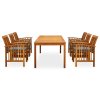 vidaXL 7dílný zahradní jídelní set s poduškami masivní akáciové dřevo
