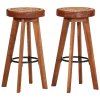 vidaXL Barové stoličky 2 ks pravá kůže a masivní akáciové dřevo