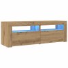vidaXL TV stolek s LED dub artisan 120 x 35 x 40 cm kompozitní dřevo