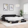 vidaXL Válenda s přistýlkou a zásuvkami černá 90 x 190 cm samet