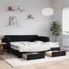 vidaXL Válenda s přistýlkou a zásuvkami černá 90 x 190 cm samet