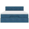 vidaXL Osmanský rám postele s matrací tmavě modrá 140x190cm samet