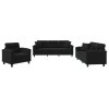 vidaXL 3dílná sedací souprava s polštáři černá tkanina z mikrovlákna
