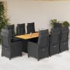 vidaXL 9dílný zahradní jídelní set s poduškami černý polyratan