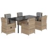 vidaXL 7dílný zahradní jídelní set s poduškami béžový polyratan