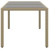 vidaXL Zahradní stůl 150 x 90 x 75 cm tvrzené sklo a polyratan béžový