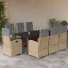 vidaXL 9dílný zahradní jídelní set s poduškami mix béžové polyratan