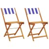 vidaXL Bistro židle 2 ks modré a bílé masivní akáciové dřevo a textil