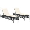 vidaXL Zahradní lehátka s poduškami 2 ks černá polyratan