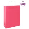 vidaXL Papírové sáčky 250 ks s uchy růžové 32x12x42 cm