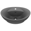 vidaXL Luxusní umyvadlo přepad oválné tmavě šedé 58,5 x 39 cm keramika