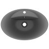 vidaXL Luxusní umyvadlo přepad oválné tmavě šedé 58,5 x 39 cm keramika