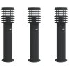 vidaXL Venkovní stojací lampy s čidly 3 ks černé 60 cm nerezová ocel