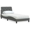 vidaXL Postel s matrací tmavě šedá 90 x 200 cm textil