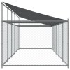 vidaXL Klec pro psy se střechou a dvířky šedá 10x2x2m pozinkovaná ocel