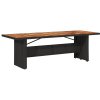vidaXL Zahradní stůl s akáciovou deskou černý 240x90x75 cm polyratan