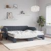 vidaXL Válenda s přistýlkou a matracemi tmavě šedá 90 x 190 cm samet