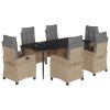 vidaXL 7dílný zahradní jídelní set s poduškami mix béžové polyratan