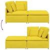 vidaXL Modulární pohovka s podnožkou&polštáře světle žlutá látka