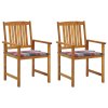 vidaXL Zahradní židle s poduškami 2 ks masivní akáciové dřevo