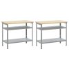 vidaXL Sada pracovního stolu s policí 2 pcs Šedá 200 x 55 x 85 cm Ocel