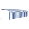 vidaXL Ručně zatahovací markýza s roletou a LED 5 x 3 m modrobílá
