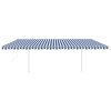 vidaXL Automatická zatahovací markýza se sloupky 6 x 3 m modrobílá