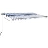 vidaXL Automatická zatahovací markýza se sloupky 3,5 x 2,5 m modrobílá