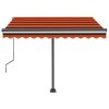 vidaXL Ručně zatahovací markýza s LED světlem 350x250 cm oranžovohnědá