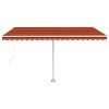 vidaXL Ručně zatahovací markýza s LED světlem 400x300 cm oranžovohnědá