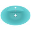 vidaXL Luxusní umyvadlo přepad oválné světle zelené 58,5x39cm keramika