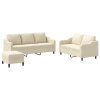 vidaXL 3dílná sedací souprava s poduškami krémová textil