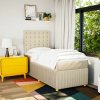 vidaXL Box spring postel s matrací krémová 90x200 cm textil