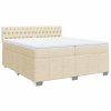 vidaXL Box spring postel s matrací krémová 200x200 cm textil