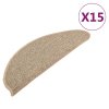 vidaXL Schodové rohože 15 ks 65 x 21 x 4 cm tmavě béžové, půlkulaté, velké