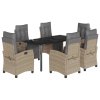 vidaXL 7dílný zahradní jídelní set s poduškami mix béžové polyratan
