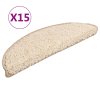 vidaXL Schodové rohože 15 ks 56x17x3 cm krémové, půlkulaté