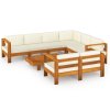 vidaXL 8dílná zahradní sedací souprava s polštáři 100 x 60 cm akáciové dřevo