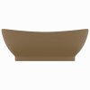 vidaXL Luxusní umyvadlo přepad oválné matné krémové 58,5x39cm keramika