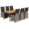 vidaXL 7dílný zahradní bistro set s poduškami šedý polyratan