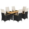 vidaXL 7dílný zahradní bistro set s poduškami černý polyratan