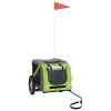 vidaXL Vozík za kolo pro psa zelený a šedý oxfordská tkanina a železo