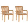 vidaXL Zahradní židle 2 ks s béžovými poduškami masivní teak