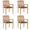 vidaXL Stohovatelné zahradní židle s poduškami 4 ks masivní teak