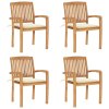 vidaXL Stohovací zahradní židle s poduškami 4 ks masivní teak