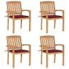 vidaXL Stohovací zahradní židle s poduškami 4 ks masivní teak