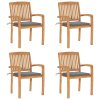 vidaXL Stohovatelné zahradní židle s poduškami 4 ks masivní teak