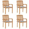 vidaXL Stohovatelné zahradní židle s poduškami 4 ks masivní teak
