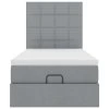 vidaXL Osmanská postel s matrací & LED světle šedá 90x200 cm látka