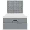 vidaXL Osmanská postel s matrací & LED světle šedá 90x200 cm látka